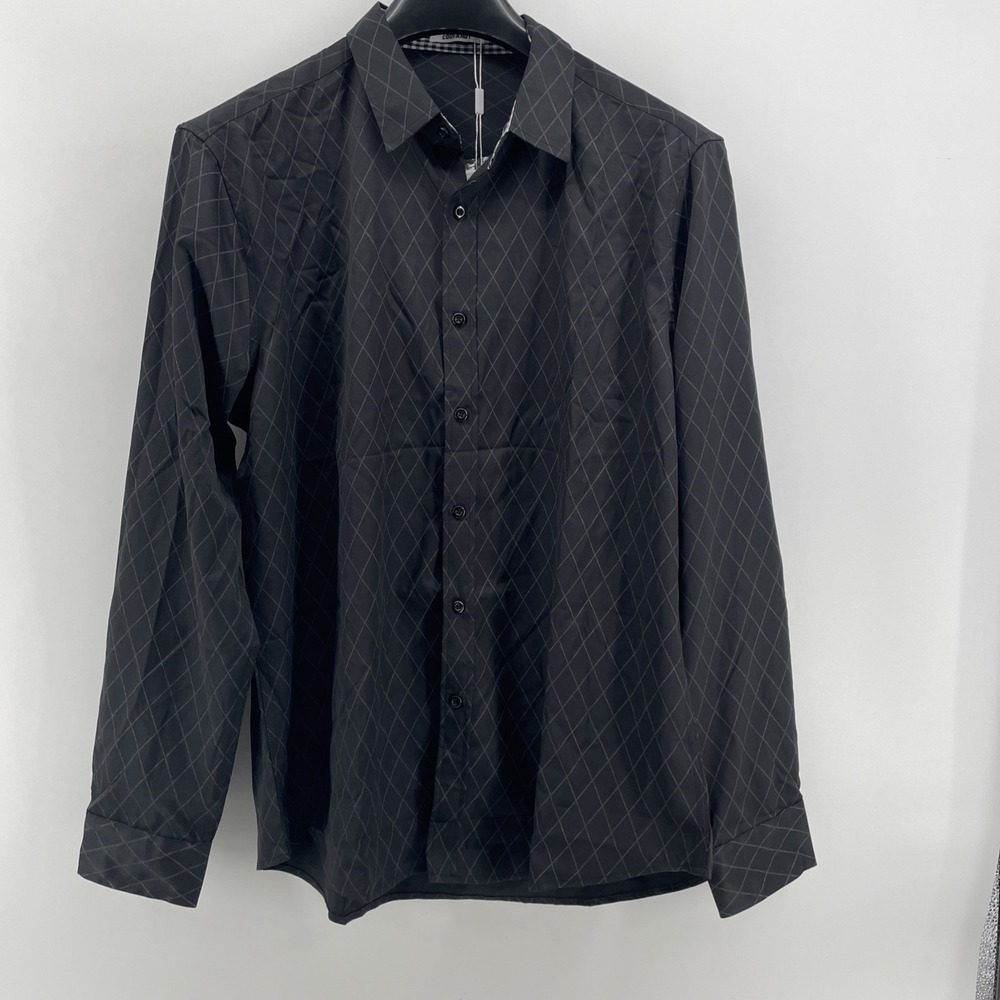 Coofandy Long Sleeve Button Front Shirt Black Men's Large Business Party‎ New